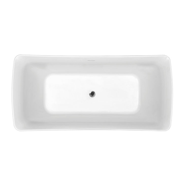 62'' White Freestanding Acrylic Soaking Bathtub with Chrome Drain
