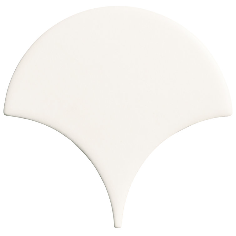 Tidewater Matte White Fish Scale Ceramic Wall Tile - 2" x 5"
