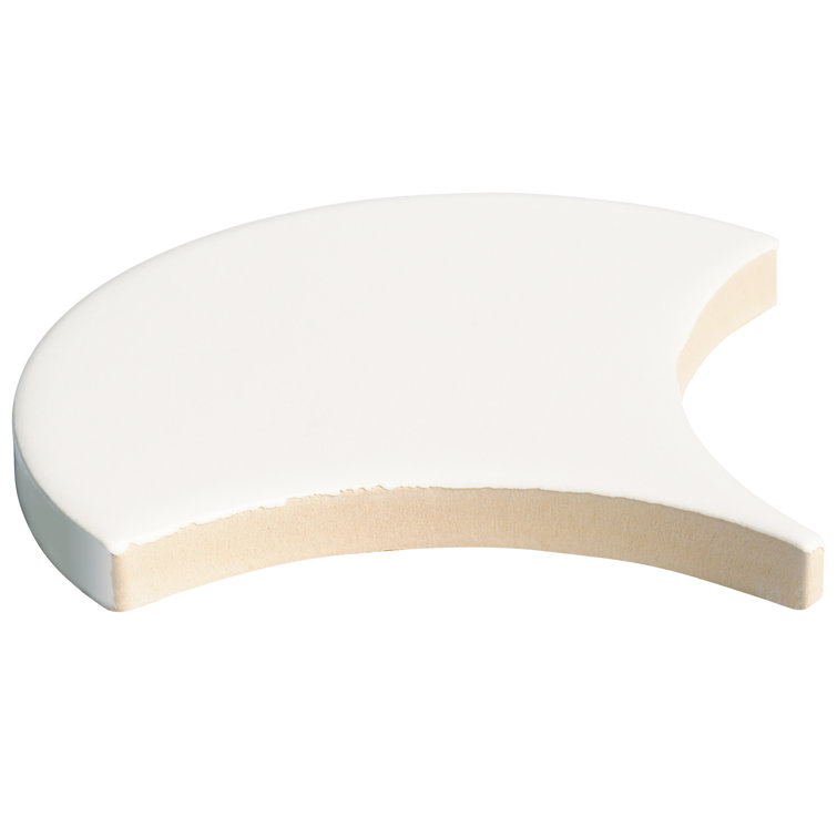 Tidewater Matte White Fish Scale Ceramic Wall Tile - 2" x 5"