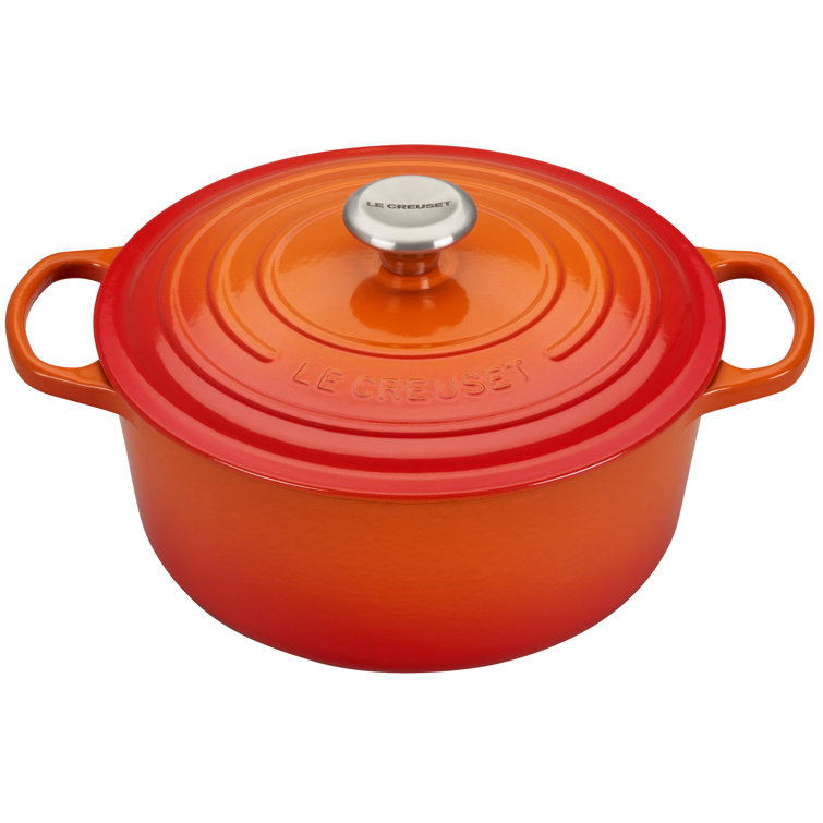 Flame Enameled Cast Iron Round Dutch Oven with Lid, 5.5 Quart
