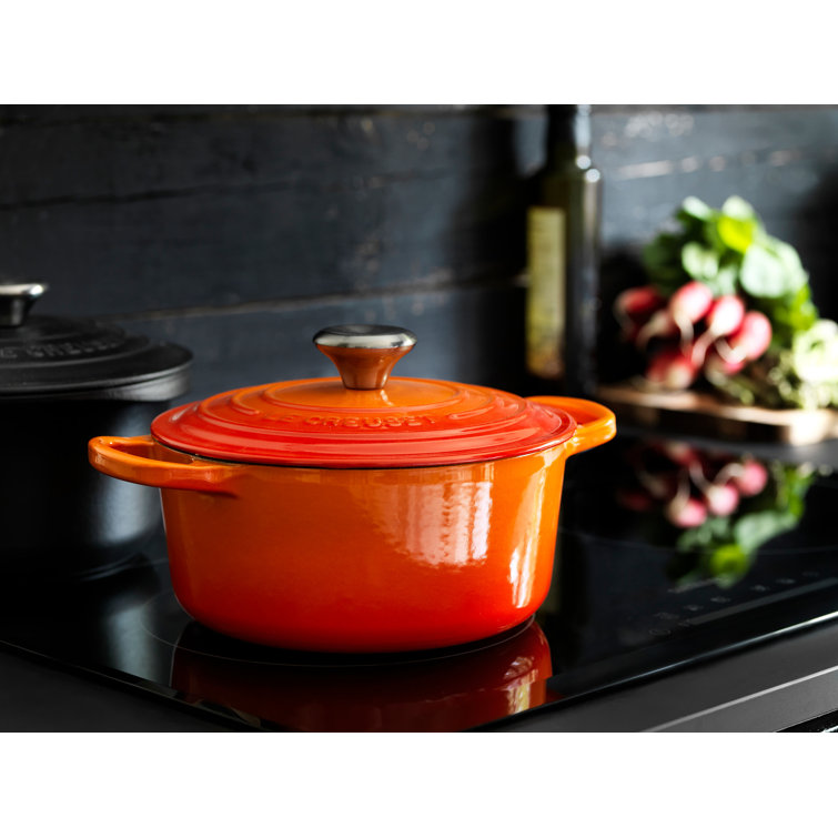 Caribbean Blue Enameled Cast Iron Round Dutch Oven with Lid