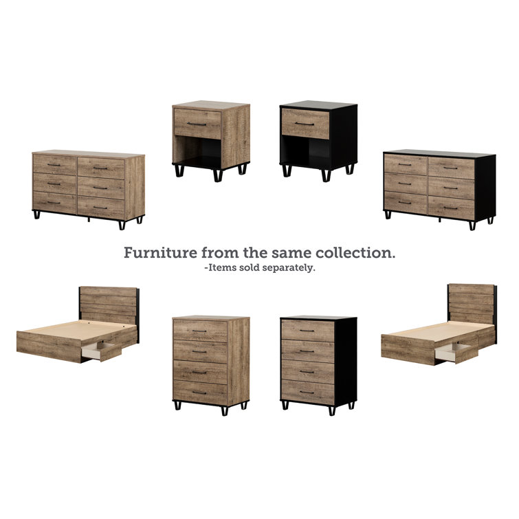 Weathered Oak Farmhouse Double Dresser with Metal Accents
