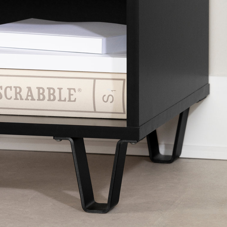 Arlen Weathered Oak and Matte Black 1-Drawer Nightstand