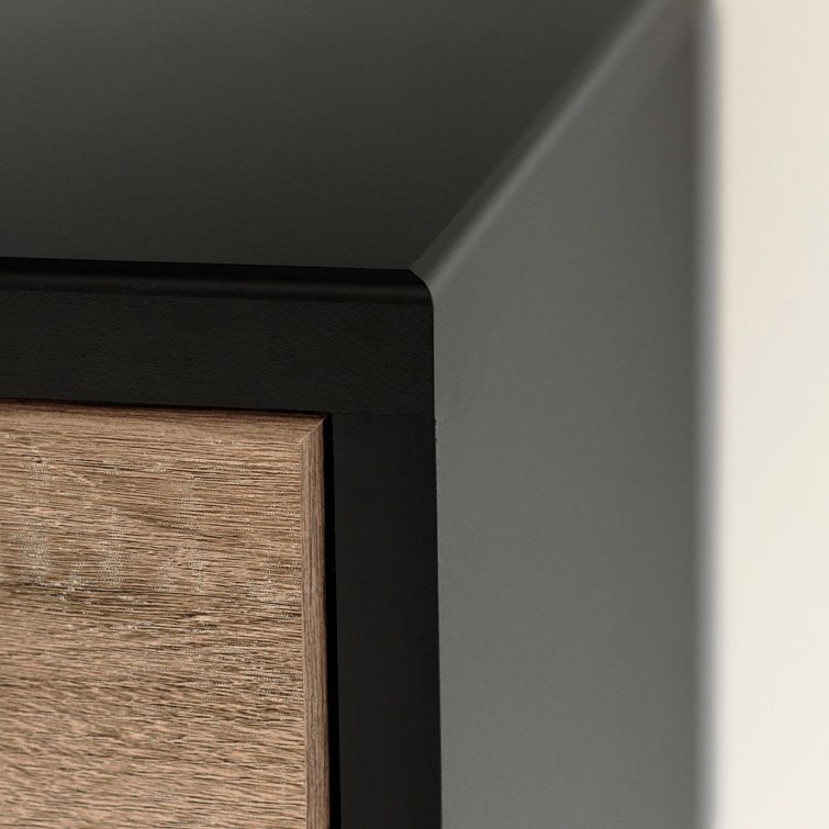Weathered Oak and Matte Black Farmhouse Double Dresser