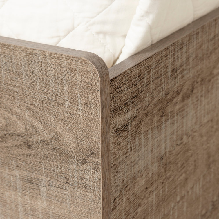 Weathered Oak Full Platform Bed with 3 Storage Drawers