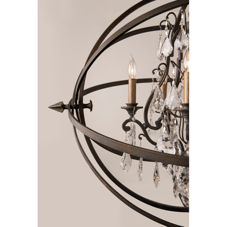Byron Vintage Bronze 8-Light Hand-Worked Iron Cage Chandelier