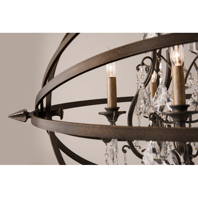 Byron Vintage Bronze 8-Light Hand-Worked Iron Cage Chandelier