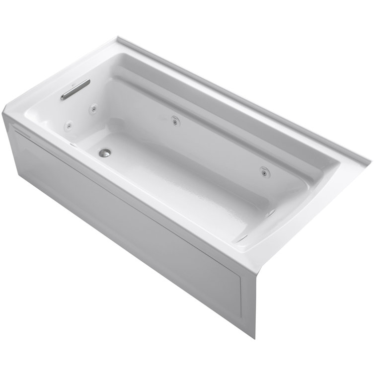 White Acrylic Alcove Whirlpool Bathtub with Jets