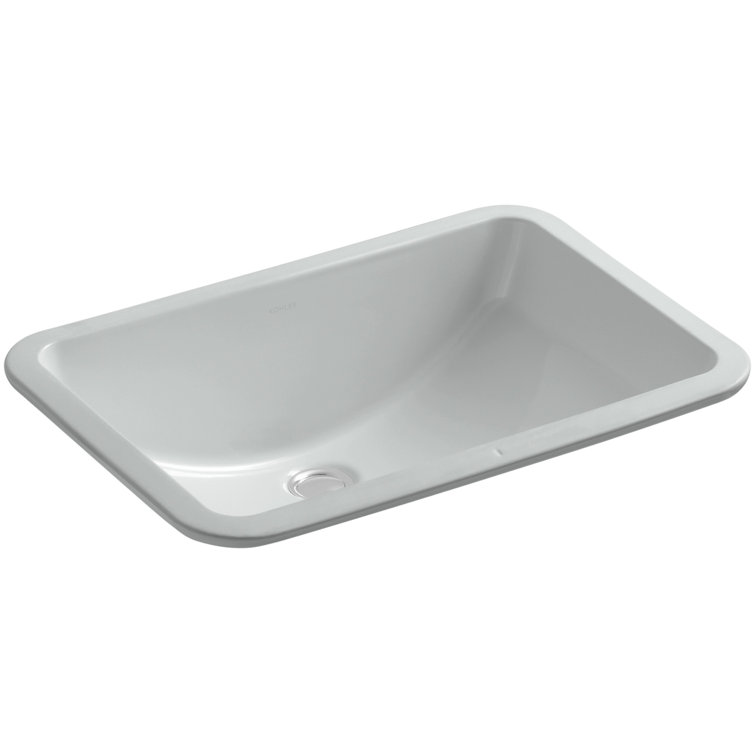 Ice Gray Rectangular Ceramic Undermount Bathroom Sink