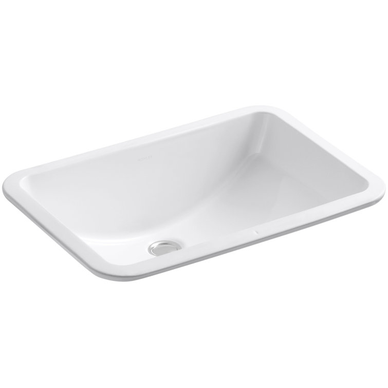 Ladena White Ceramic Undermount Bathroom Sink with Glazed Underside