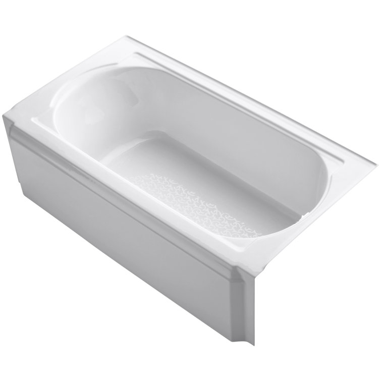 White Cast Iron Alcove Soaking Bathtub with Slip-Resistant Bottom