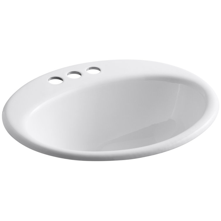 Farmington White Cast Iron Oval Topmount Bathroom Sink