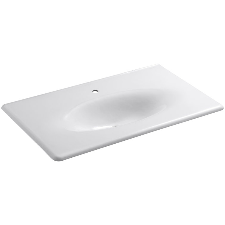 White Cast Iron Single Bathroom Vanity Top Sink