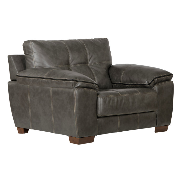 Hudson 61" Wide Gray Faux Leather Tufted Armchair
