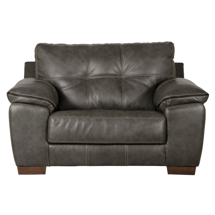 Hudson 61" Wide Gray Faux Leather Tufted Armchair
