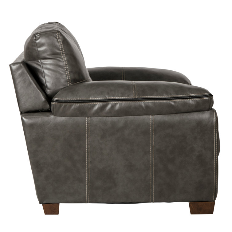 Hudson 61" Wide Gray Faux Leather Tufted Armchair