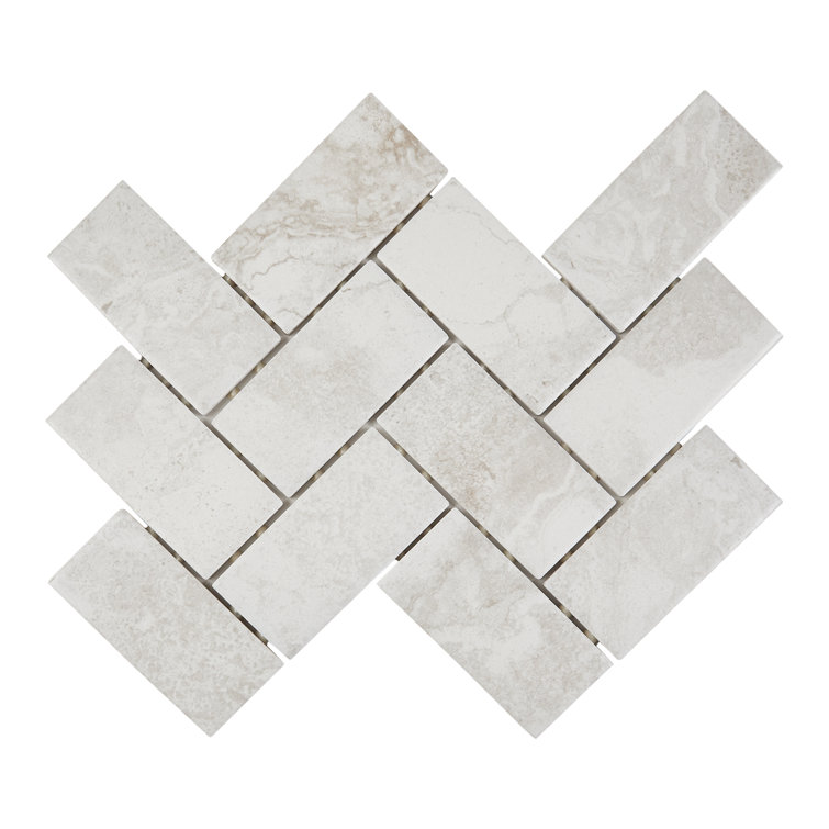 Matte White Porcelain Herringbone Mosaic Tile Sheet