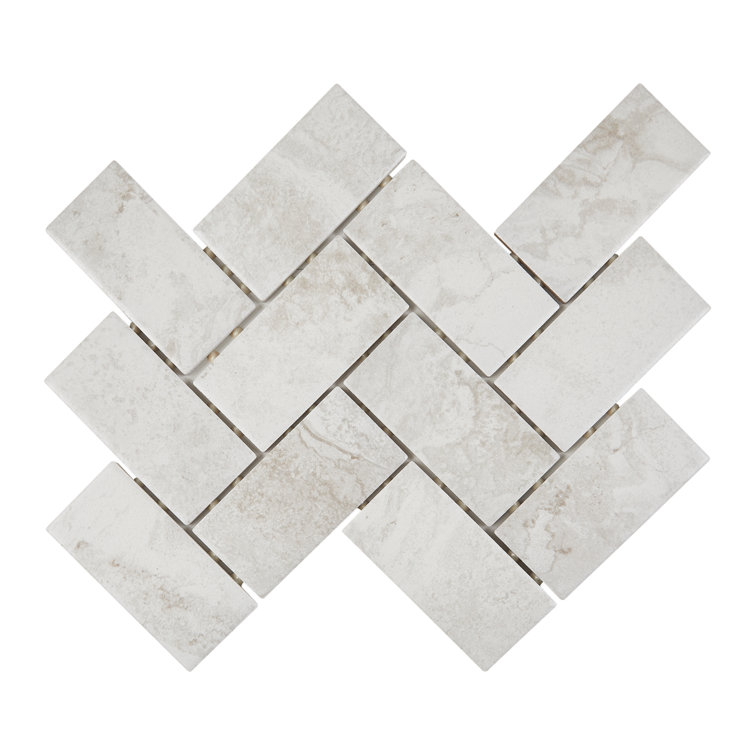 Matte White Porcelain Herringbone Mosaic Tile Sheet