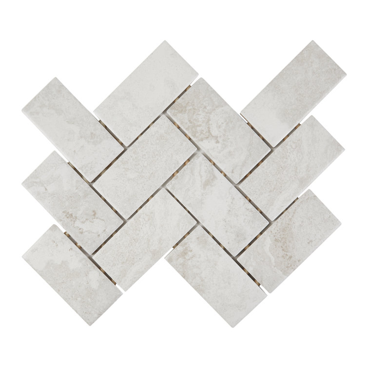 Matte White Porcelain Herringbone Mosaic Tile Sheet