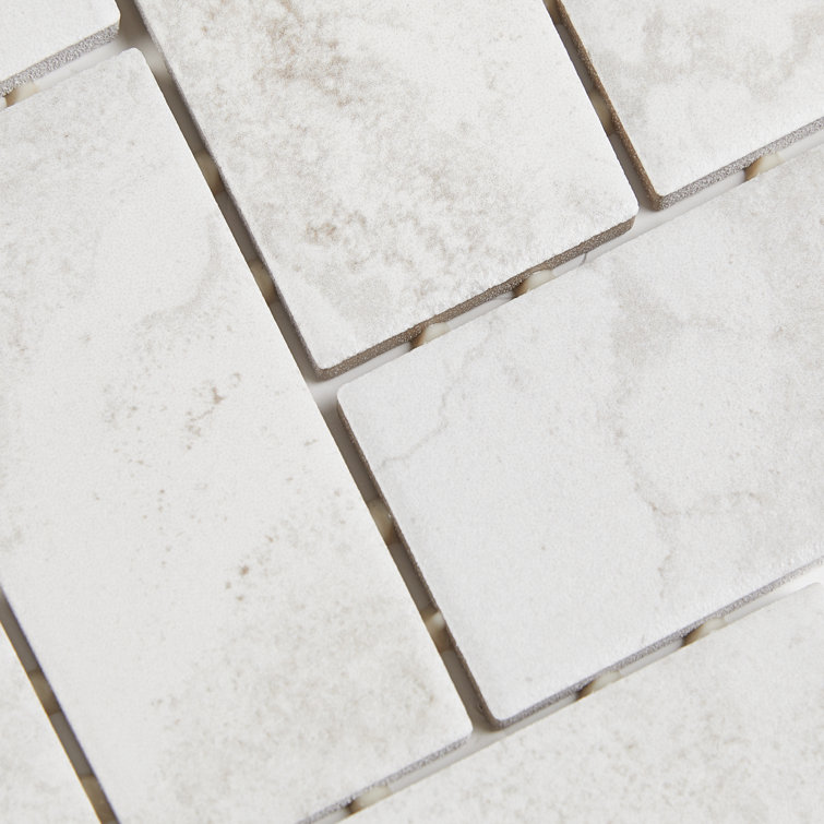 Matte White Porcelain Herringbone Mosaic Tile Sheet