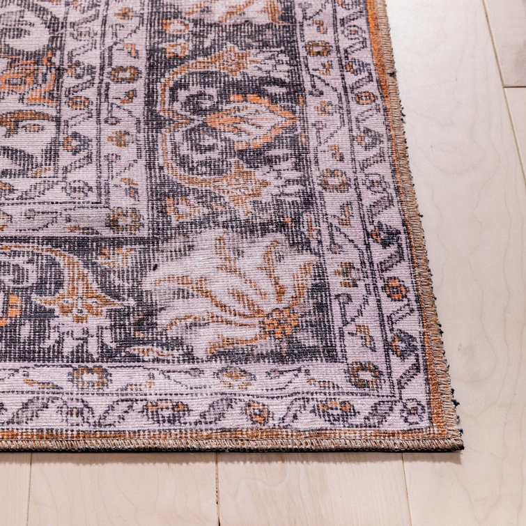 Rust and Gray Medallion 5' x 7' Washable Area Rug