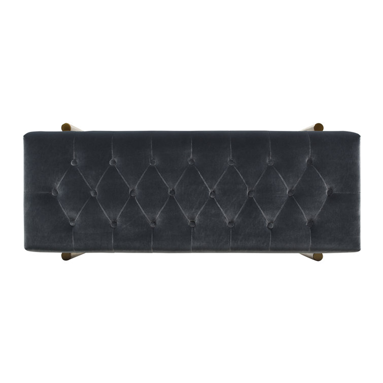 Aria Steel Gray Velvet Upholstered Metal Leg Bench