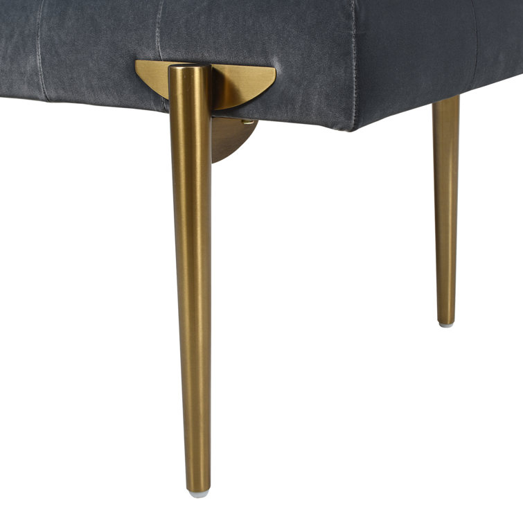 Aria Steel Gray Velvet Upholstered Metal Leg Bench