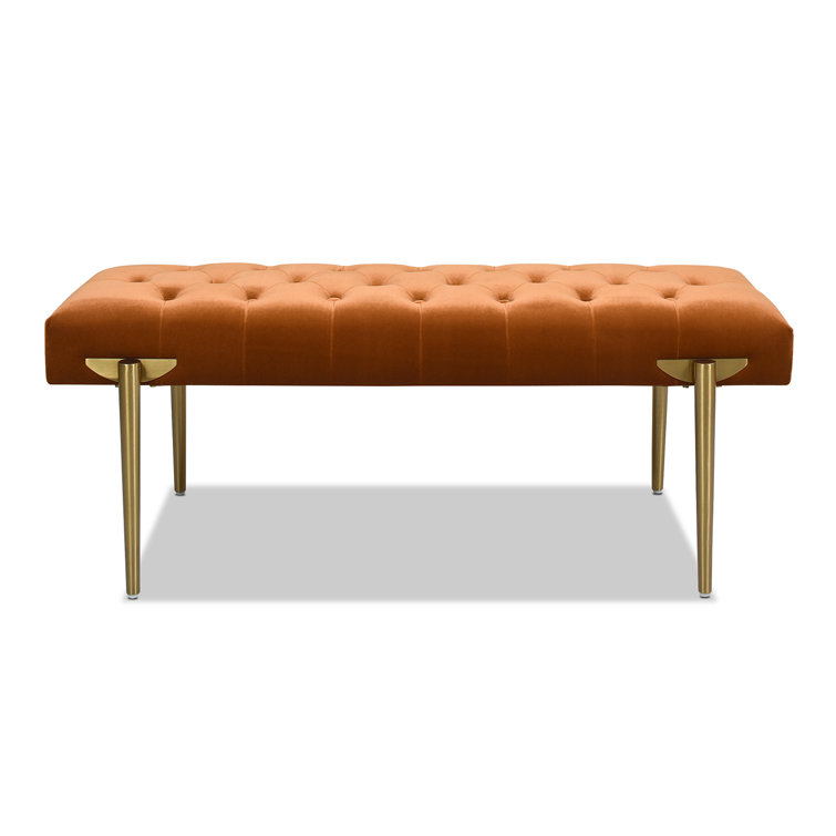 Steel Gray Performance Velvet & Metal Legged Bench