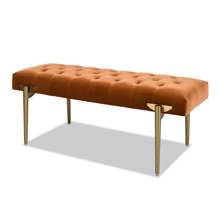 Steel Gray Performance Velvet & Metal Legged Bench
