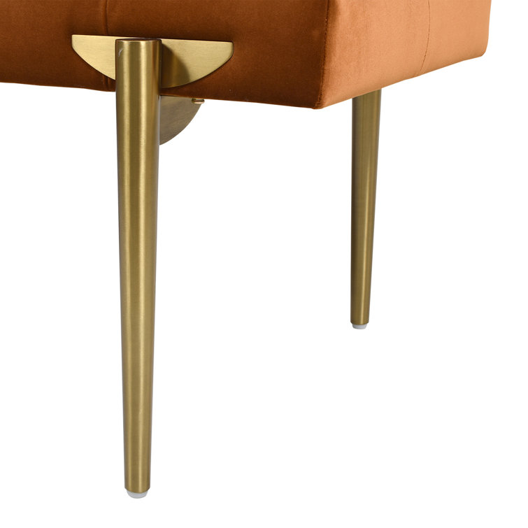 Steel Gray Performance Velvet & Metal Legged Bench