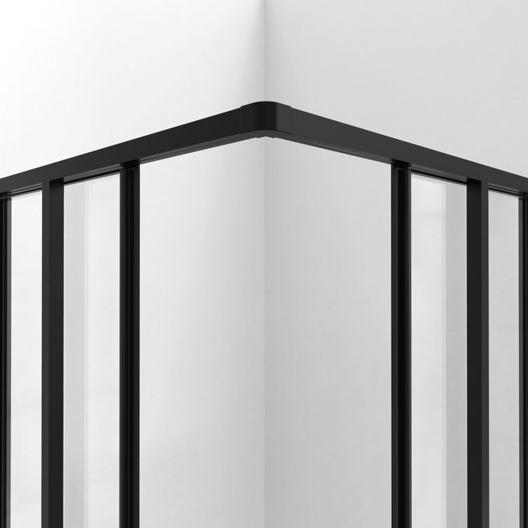 Matte Black 36" x 36" Sliding Shower Enclosure with Acrylic Wall Kit