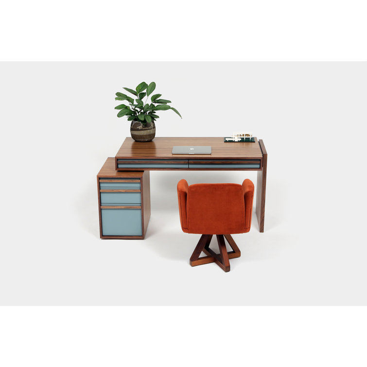Battleship Gray Executive Desk with Deep Pencil Drawers