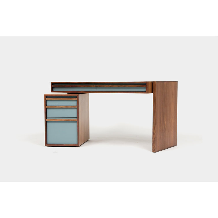 Battleship Gray Executive Desk with Deep Pencil Drawers