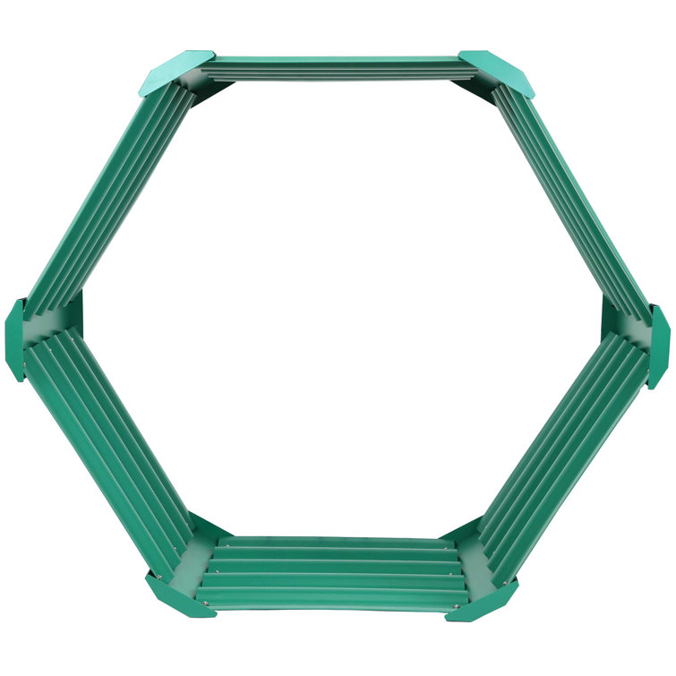 Hexagon Green Galvanized Steel Raised Garden Bed for Outdoor Plants