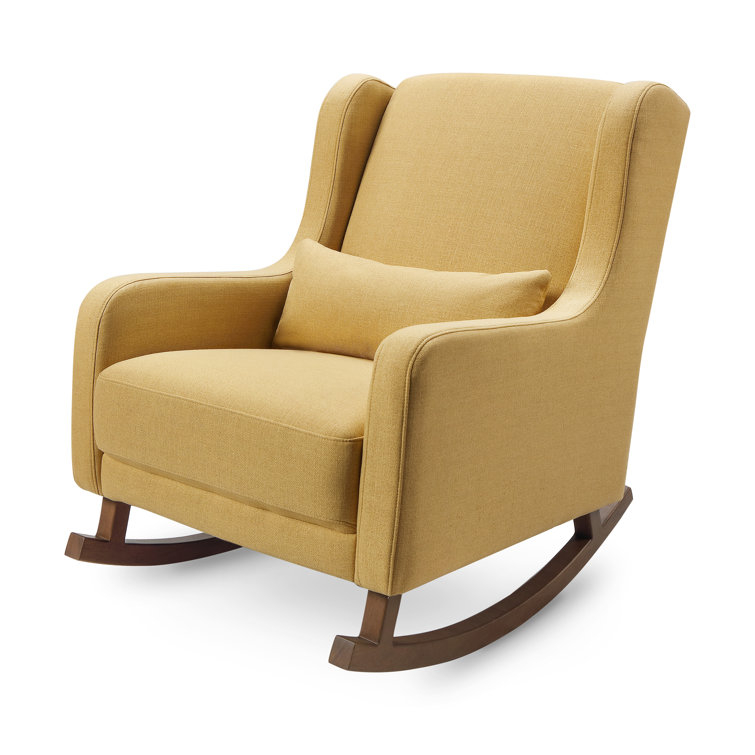 Mid-Century Dijon Eco-Twill Rocking Chair with Dark Legs
