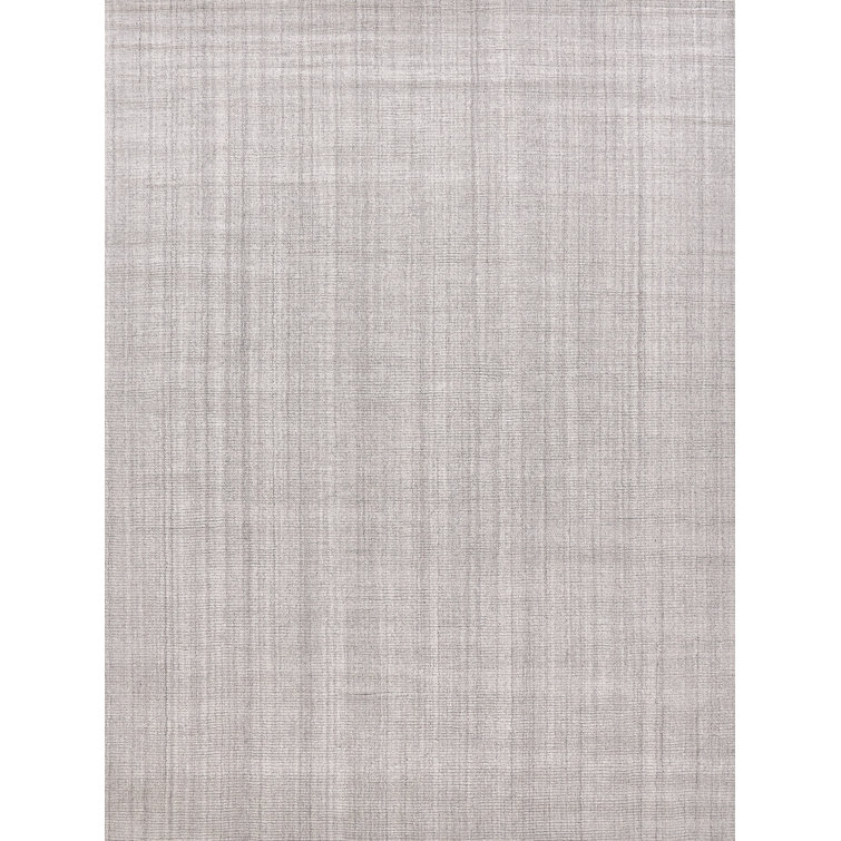 Handmade Gray Wool-Viscose Blend 9' x 12' Rectangular Rug