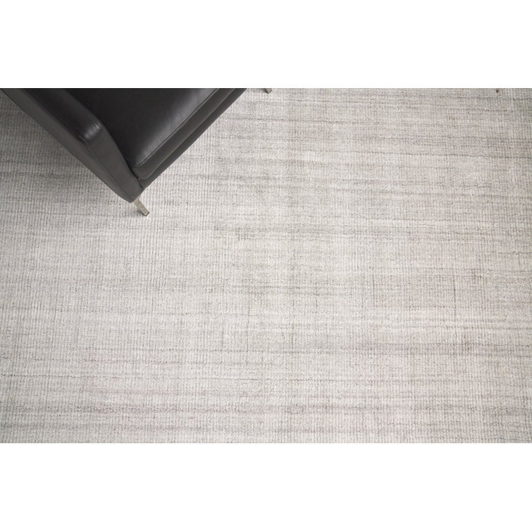 Handmade Gray Wool-Viscose Blend 9' x 12' Rectangular Rug