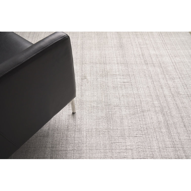 Handmade Gray Wool-Viscose Blend 9' x 12' Rectangular Rug