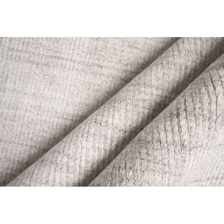 Handmade Gray Wool-Viscose Blend 9' x 12' Rectangular Rug