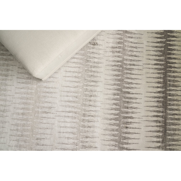 Gray Hand-Knotted Abstract 6' x 9' Viscose Rug