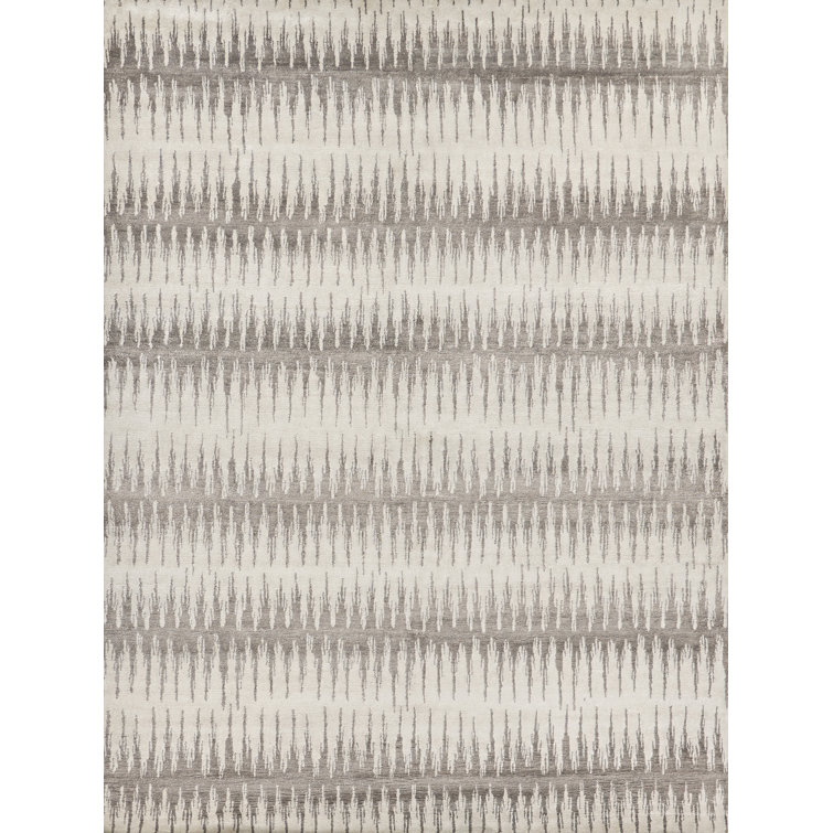 Gray Hand-Knotted Abstract 6' x 9' Viscose Rug