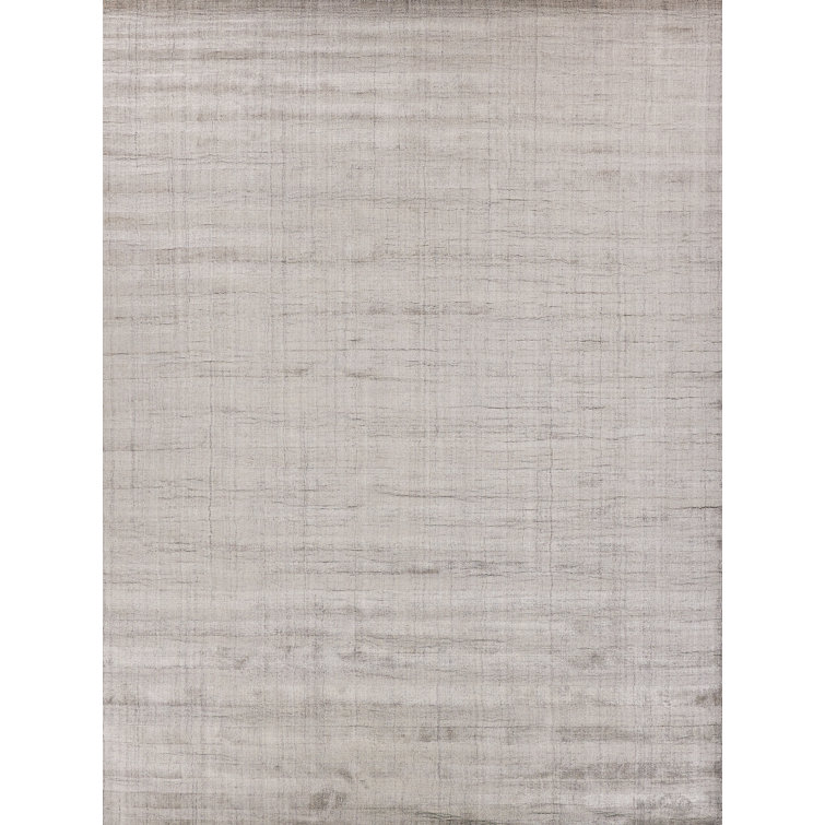 Chic Gray Striped Hand Loomed 9' x 12' Bamboo Area Rug