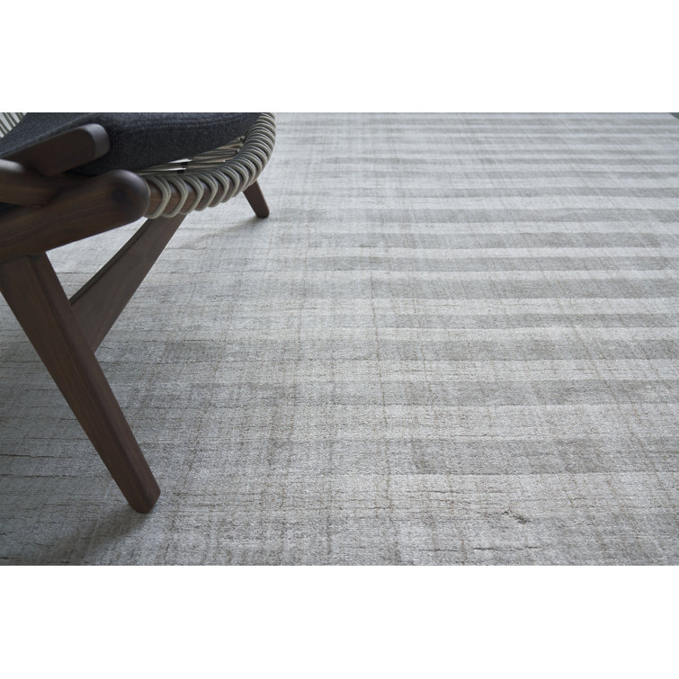 Robin Striped Light Khaki Wool and Viscose 6' x 9' Area Rug