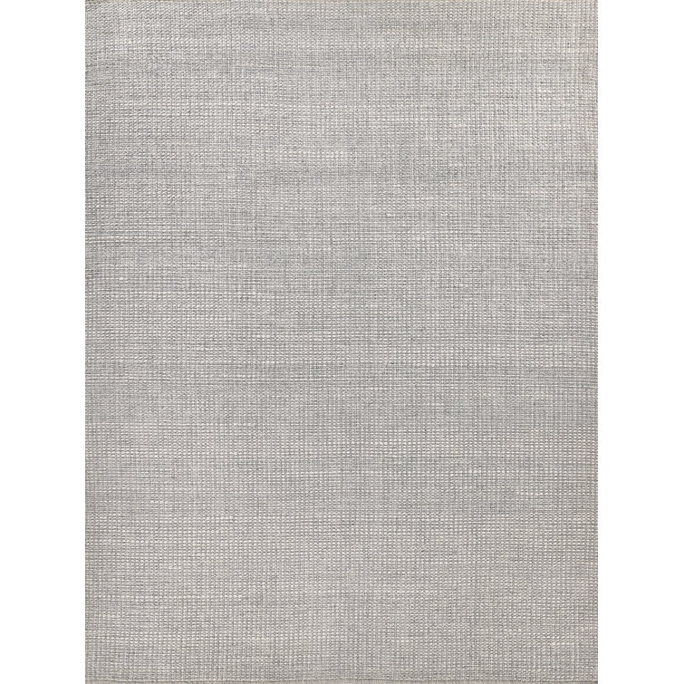 Ivory and Silver Flat Woven Wool Blend 6' x 9' Rug