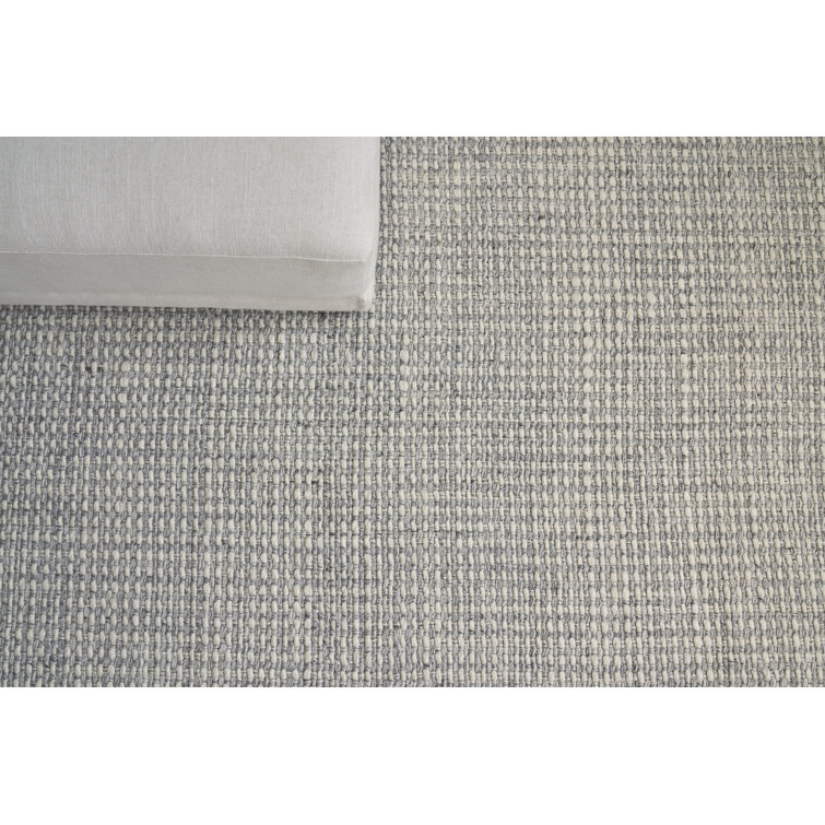 Ivory and Silver Flat Woven Wool Blend 6' x 9' Rug