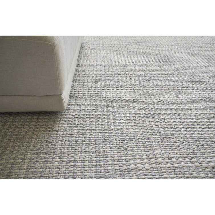 Ivory and Silver Flat Woven Wool Blend 6' x 9' Rug
