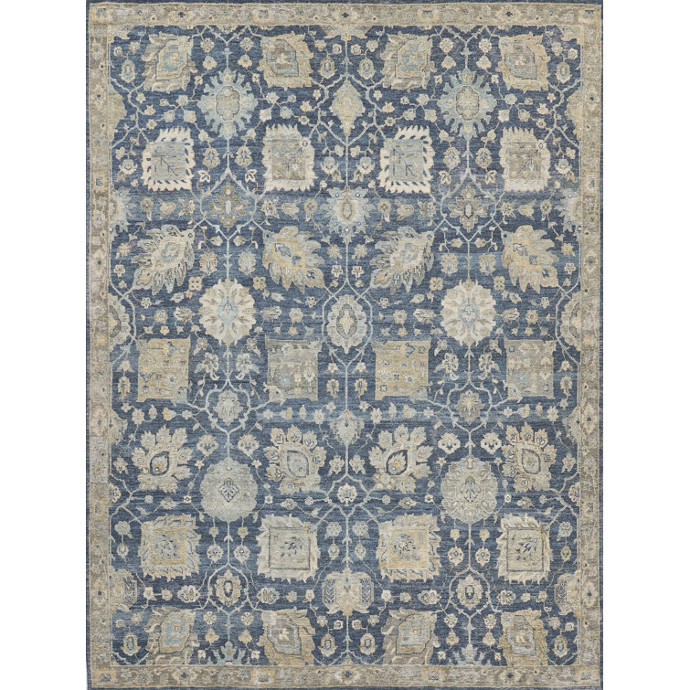 Hand-Knotted Blue Wool Oriental 10' x 14' Rug
