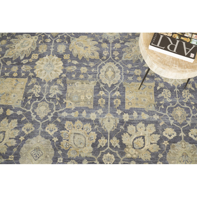 Hand-Knotted Blue Wool Oriental 10' x 14' Rug