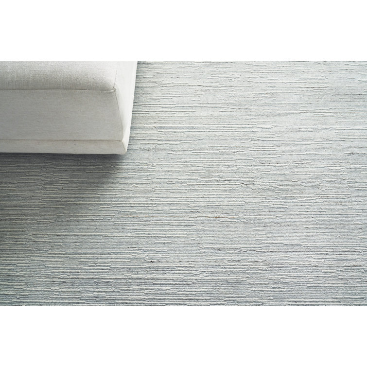 Palazzo Aqua and Ivory Handmade Wool and Viscose Area Rug