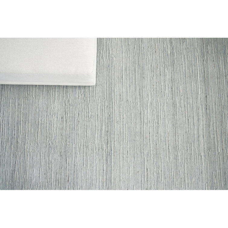 Palazzo Aqua and Ivory Handmade Wool and Viscose Area Rug